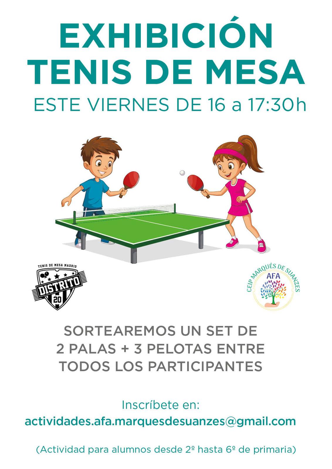 ¡Exhibición de tenis de mesa este viernes 24!