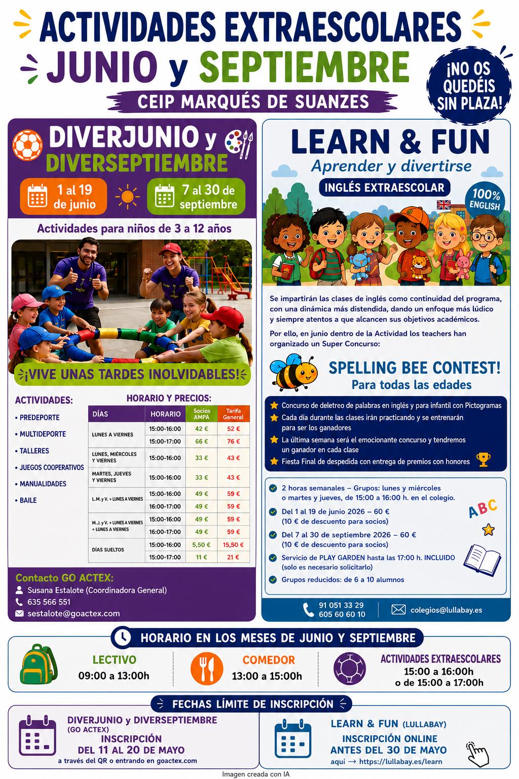 ACTIVIDADES EXTRAESCOLARES JUNIO Y SEPTIEMBRE