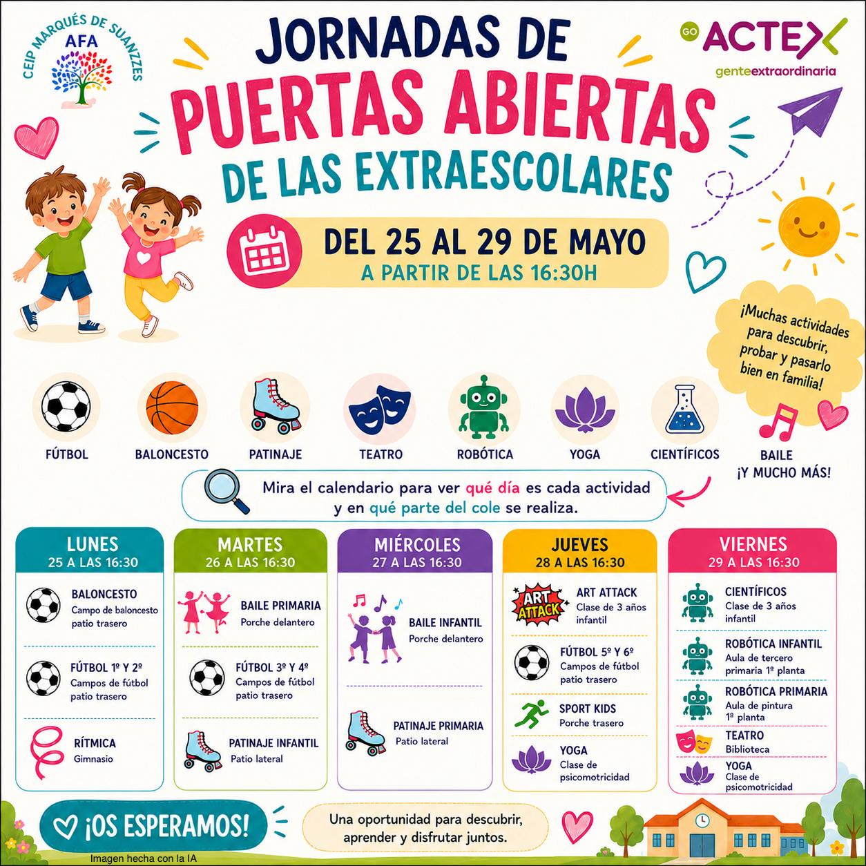 ¡Jornadas de Puertas Abiertas de las Extraescolares!