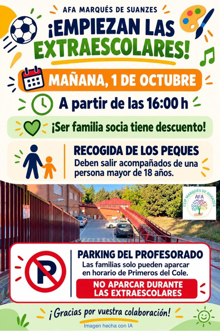 ¡Mañana empiezan las extraescolares!